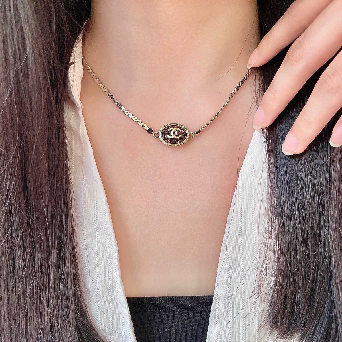 Martin Graham pendant necklace in polished metal-tone – main product view