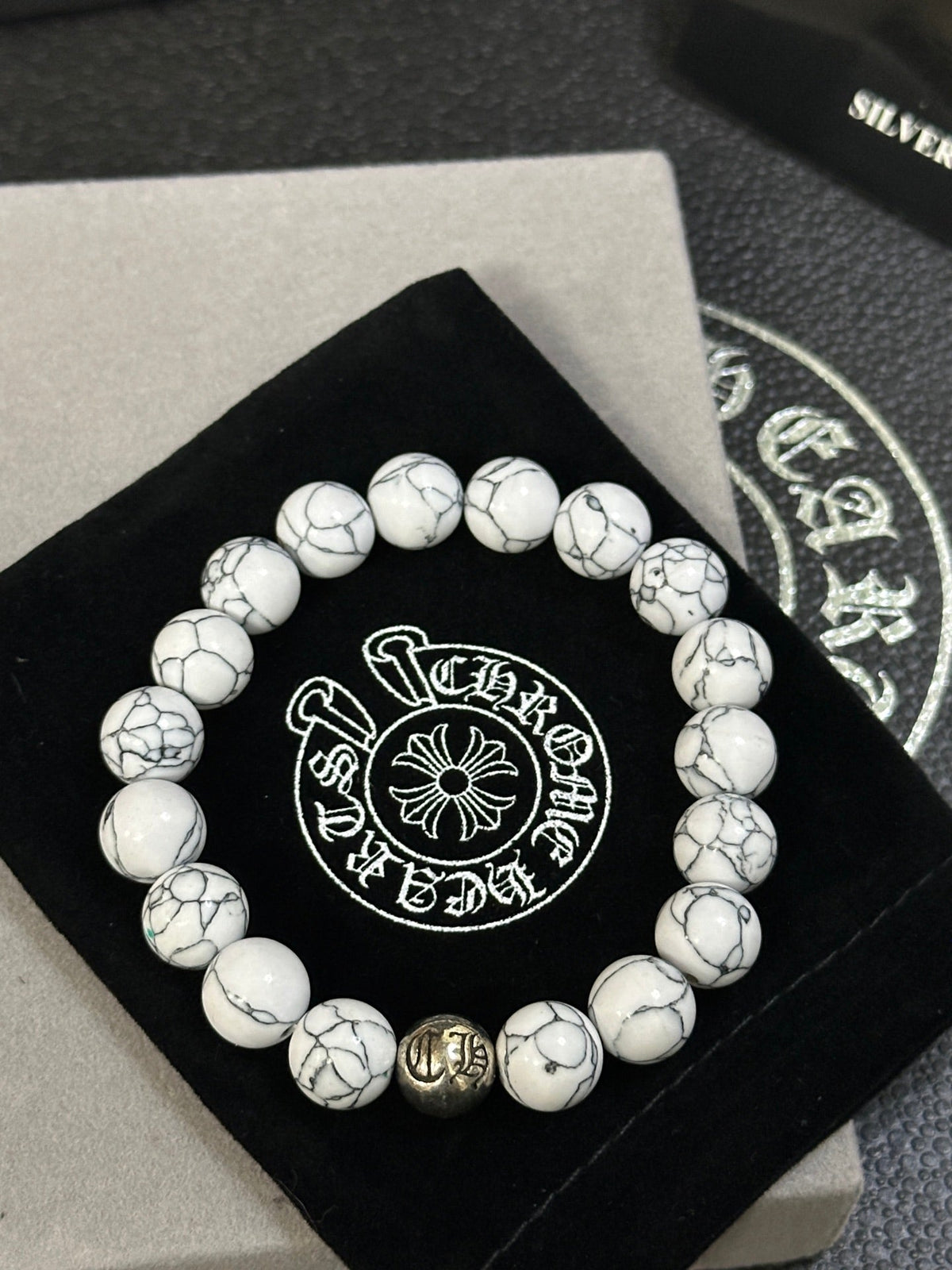 Martin Graham beaded bracelet in polished metal-tone – close-up detail