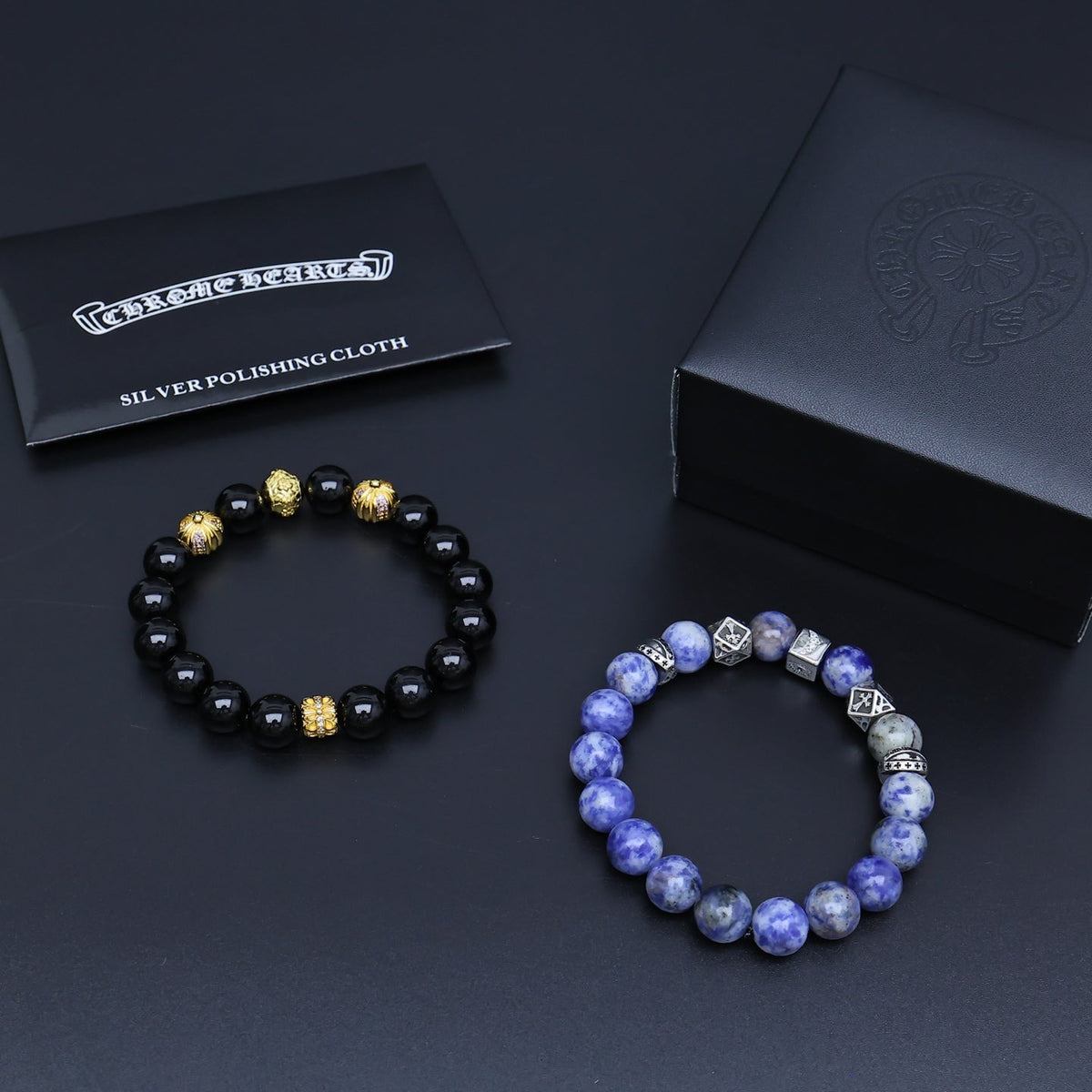 Martin Graham beaded bracelet in polished metal-tone – styled product view