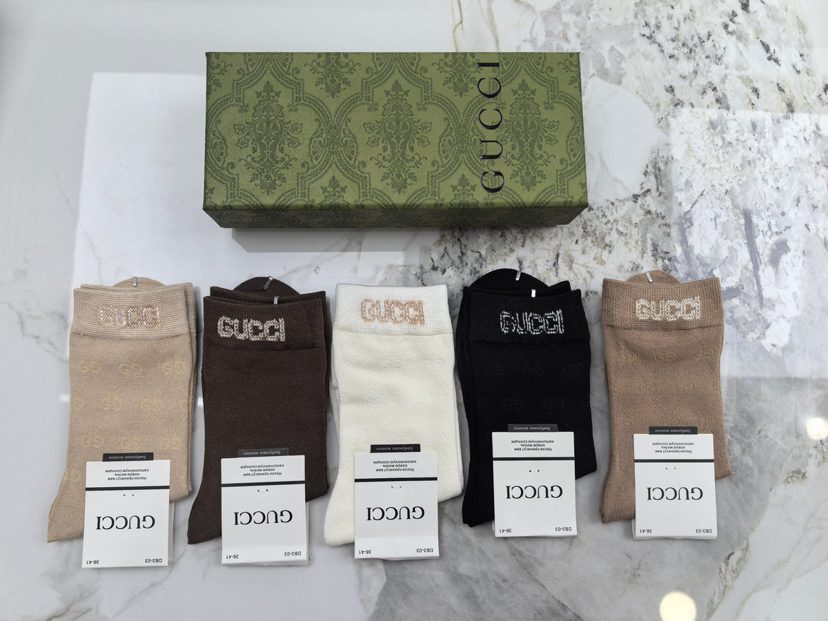 Gucci Modal Blend Crew Socks - 5-Pair Set