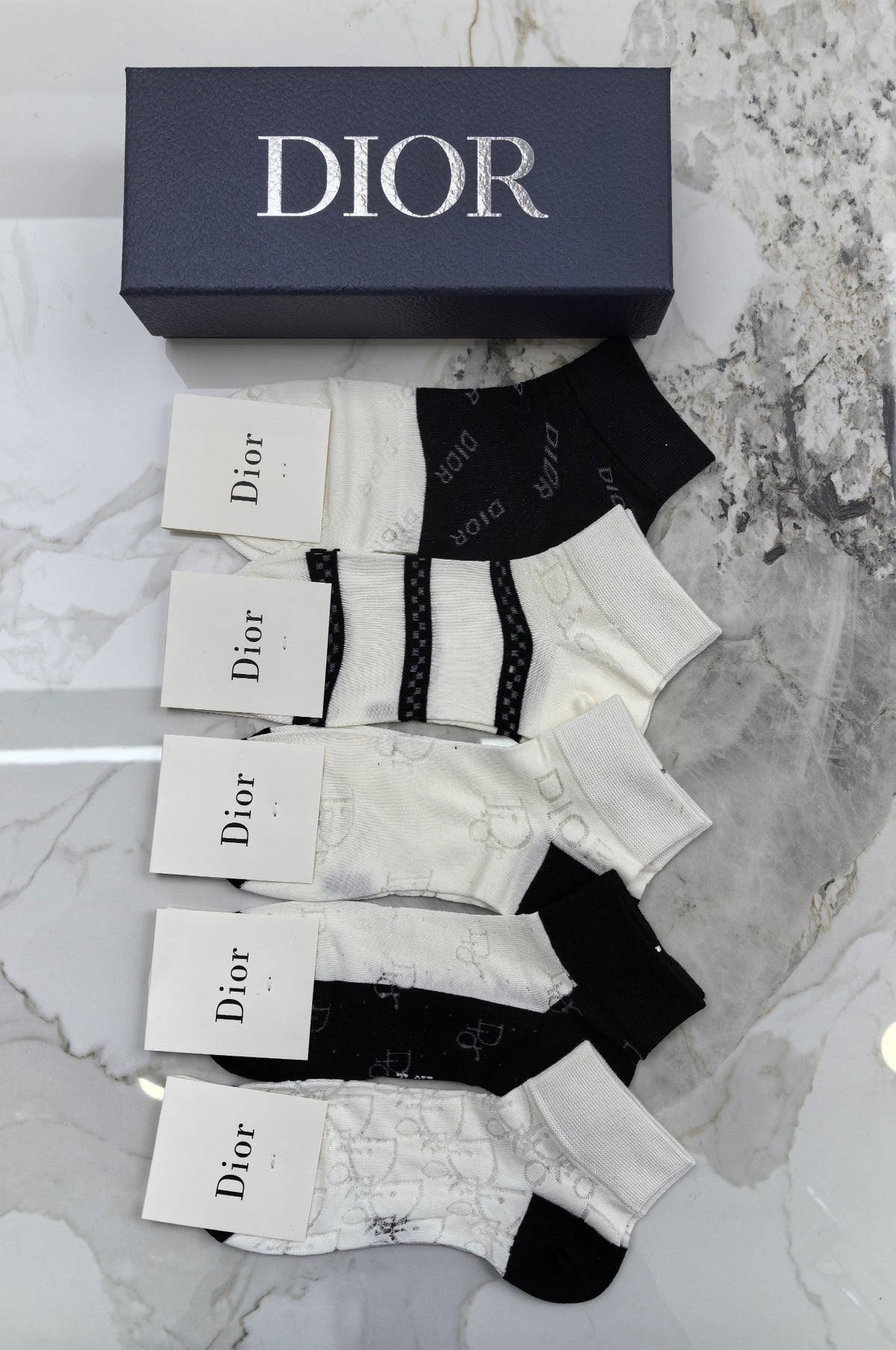 Dior Modal No-Show Socks - 5-Pair Set