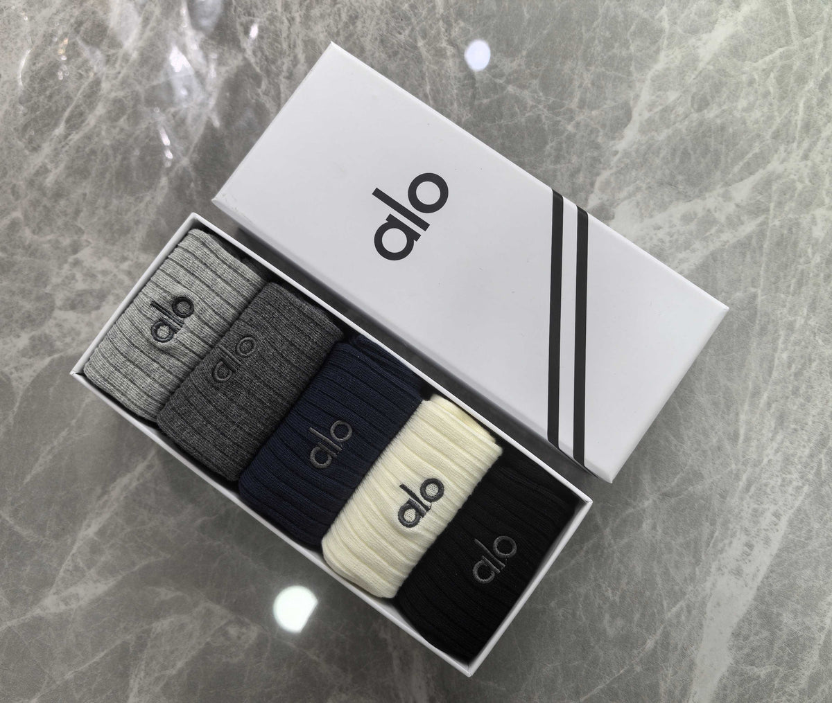 Alo Simple Wordmarks Crew Socks - 5-Pair Set