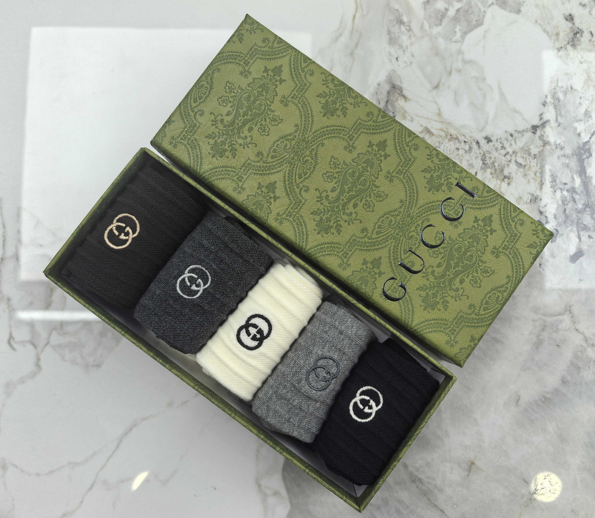 Gucci Combed Cotton Crew Socks - 5-Pair Set