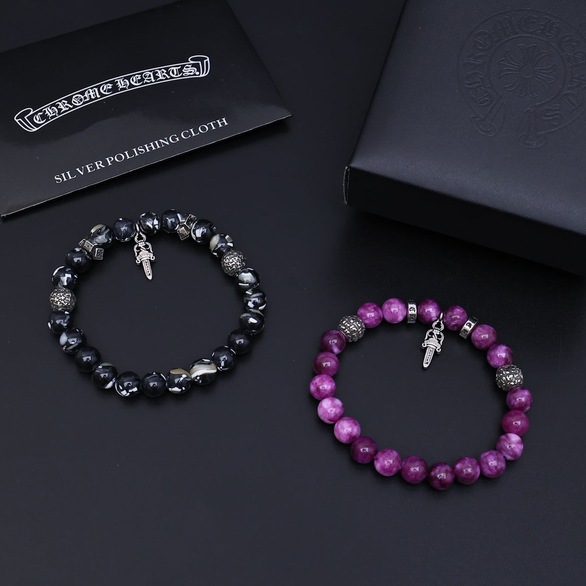 Martin Graham beaded bracelet in polished metal-tone – styled product view