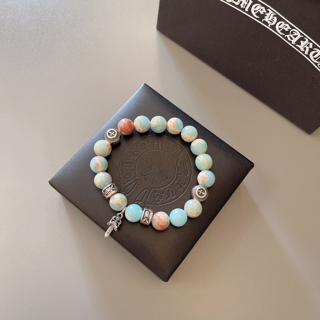 Martin Graham beaded bracelet in polished metal-tone – main product view