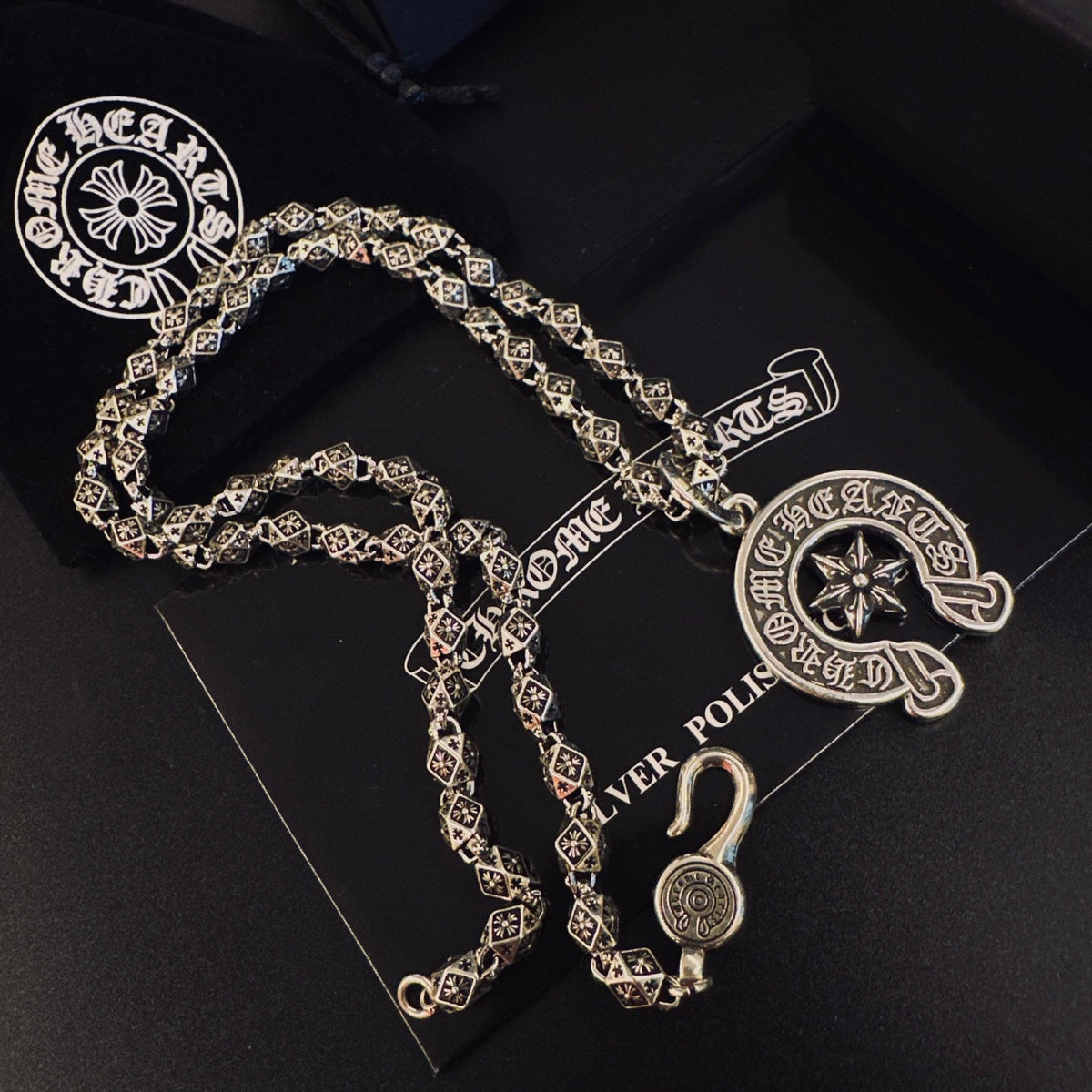 Martin Graham pendant necklace in polished metal-tone – front product view