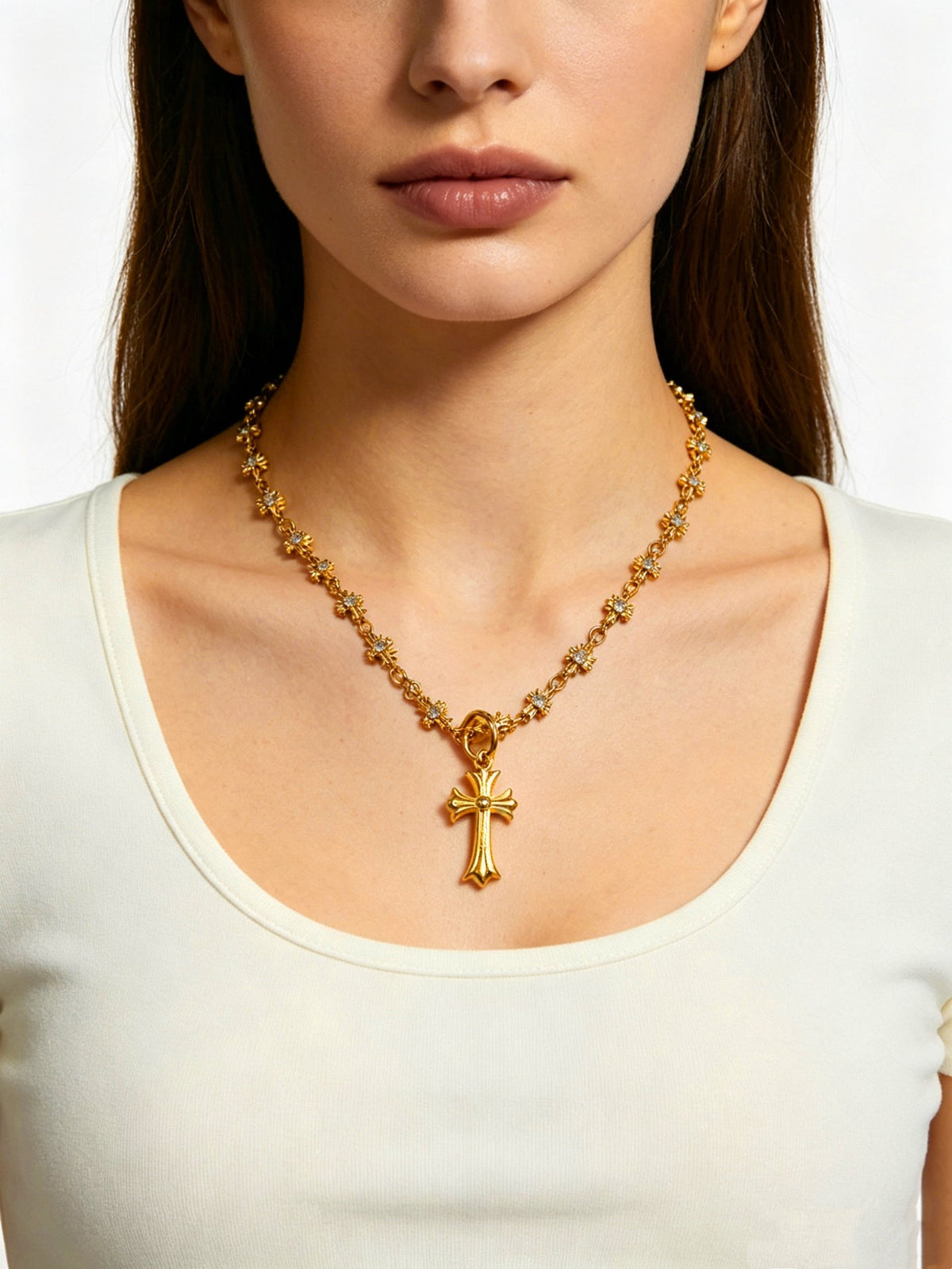 Martin Graham pendant necklace in polished metal-tone – front product view