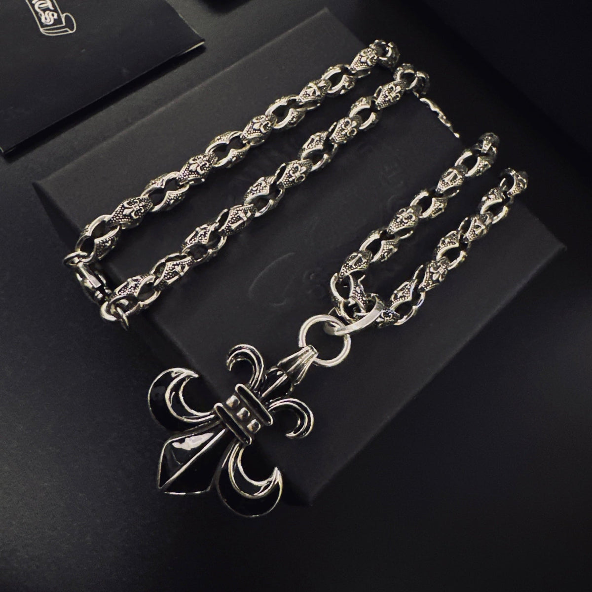 Martin Graham pendant necklace in polished metal-tone – front product view