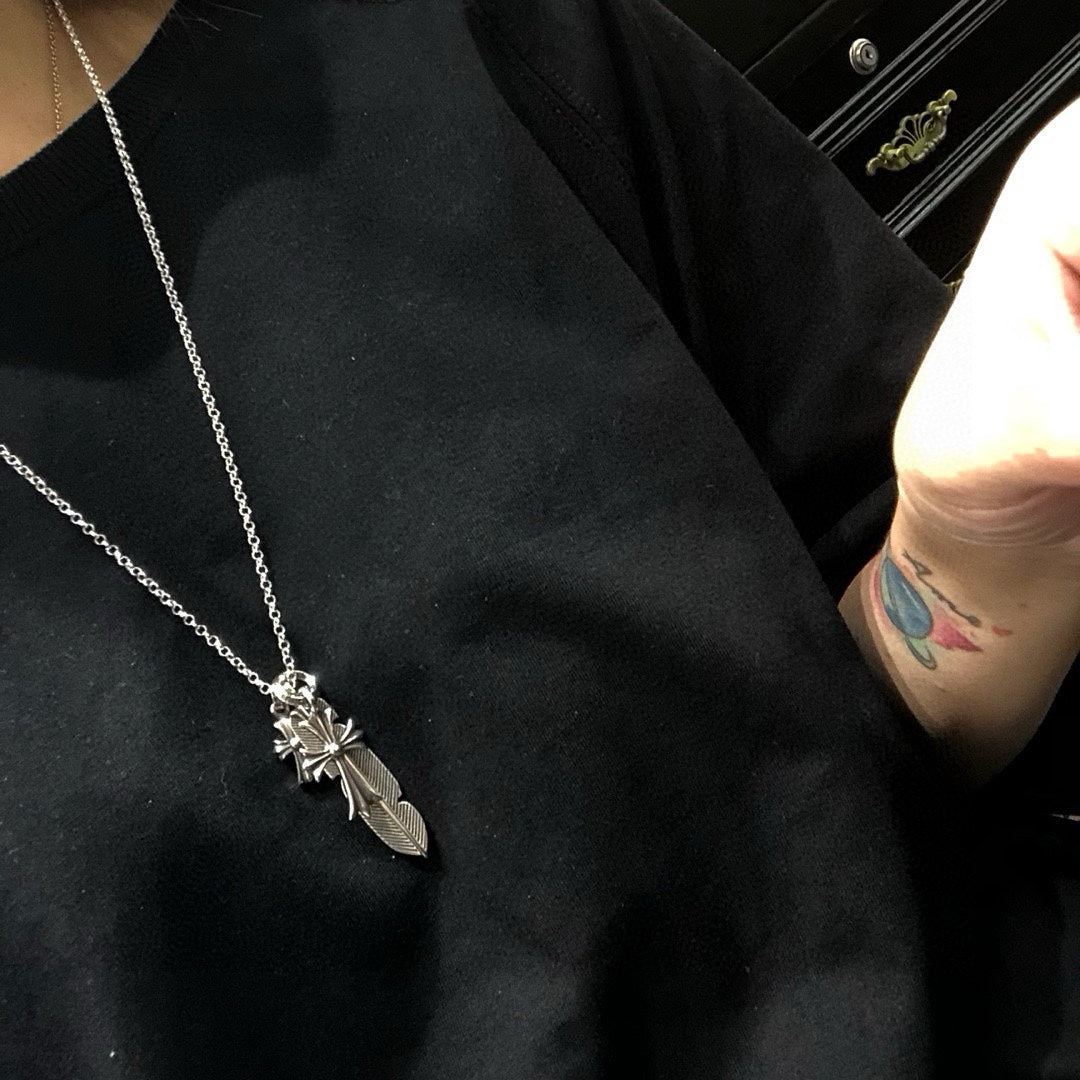 Martin Graham pendant necklace in polished metal-tone – front product view
