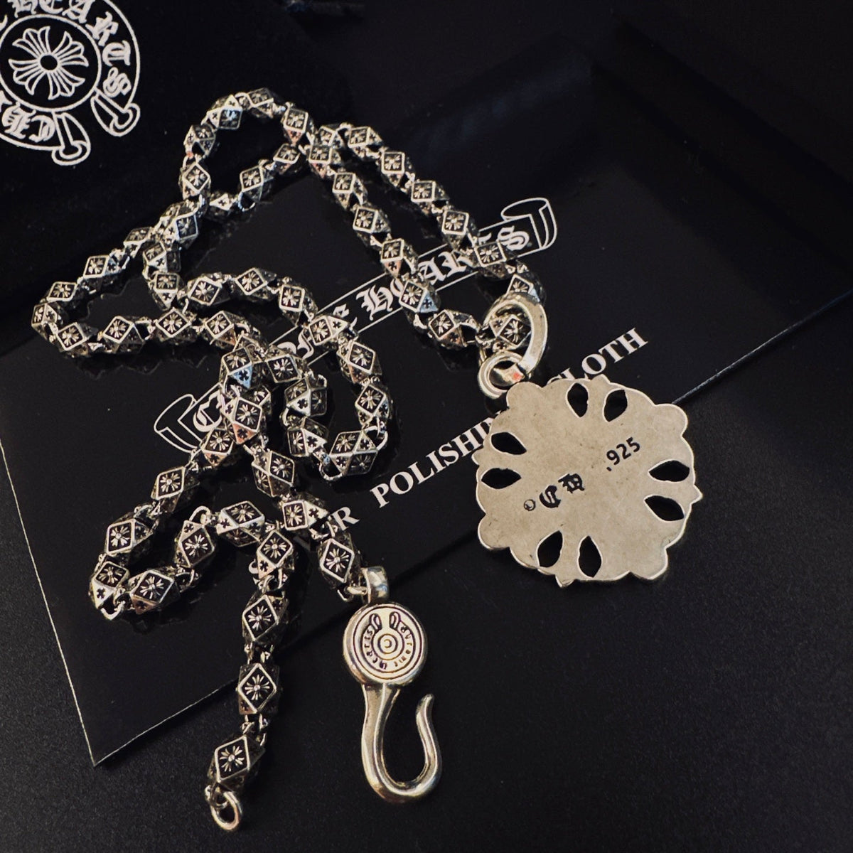 Martin Graham pendant necklace in polished metal-tone – front product view