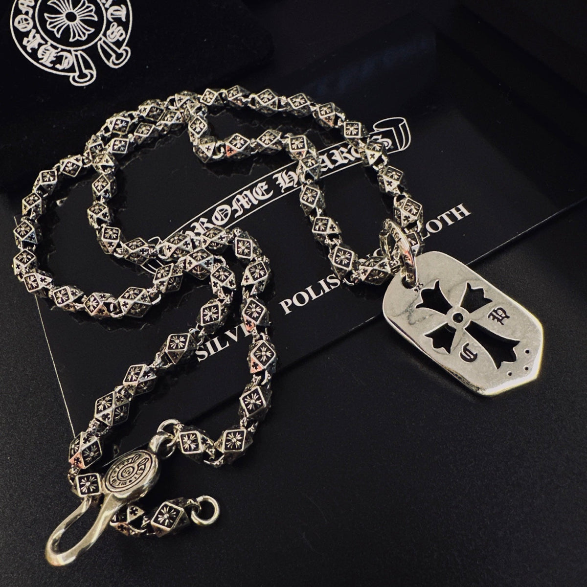Martin Graham pendant necklace in polished metal-tone – front product view