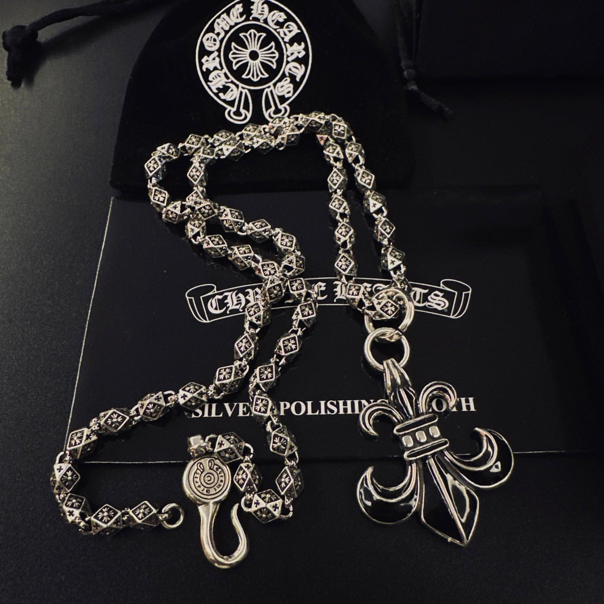 Martin Graham pendant necklace in polished metal-tone – front product view