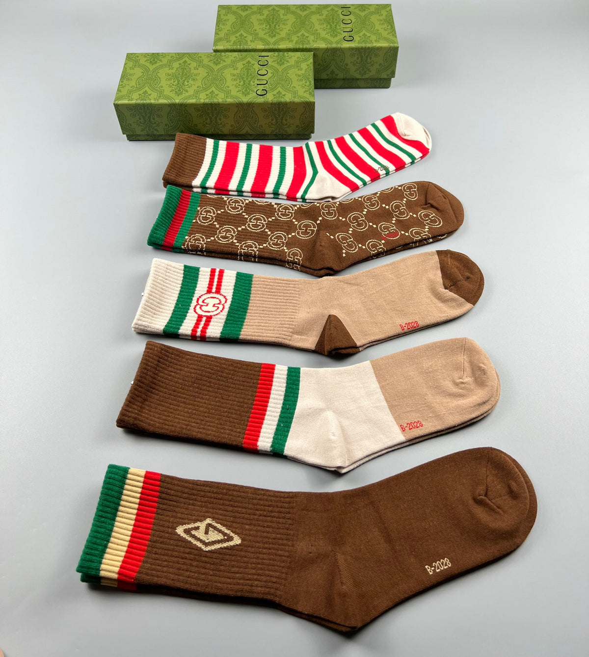 Gucci Cotton Mixed Emblem And Monogram-Style Crew Socks - 5-Pair Set