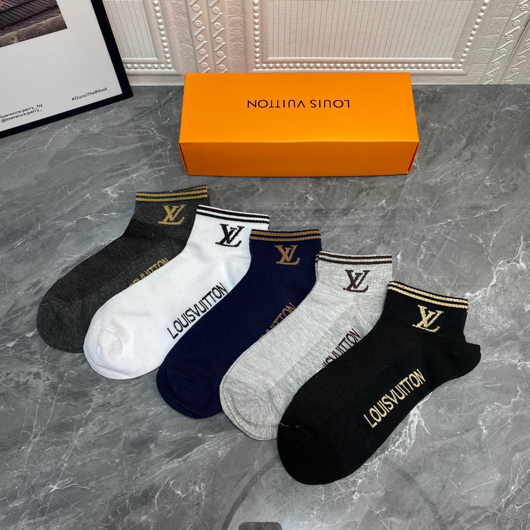 Louis Vuitton Small Initial Details Ankle Socks - 5-Pair Set