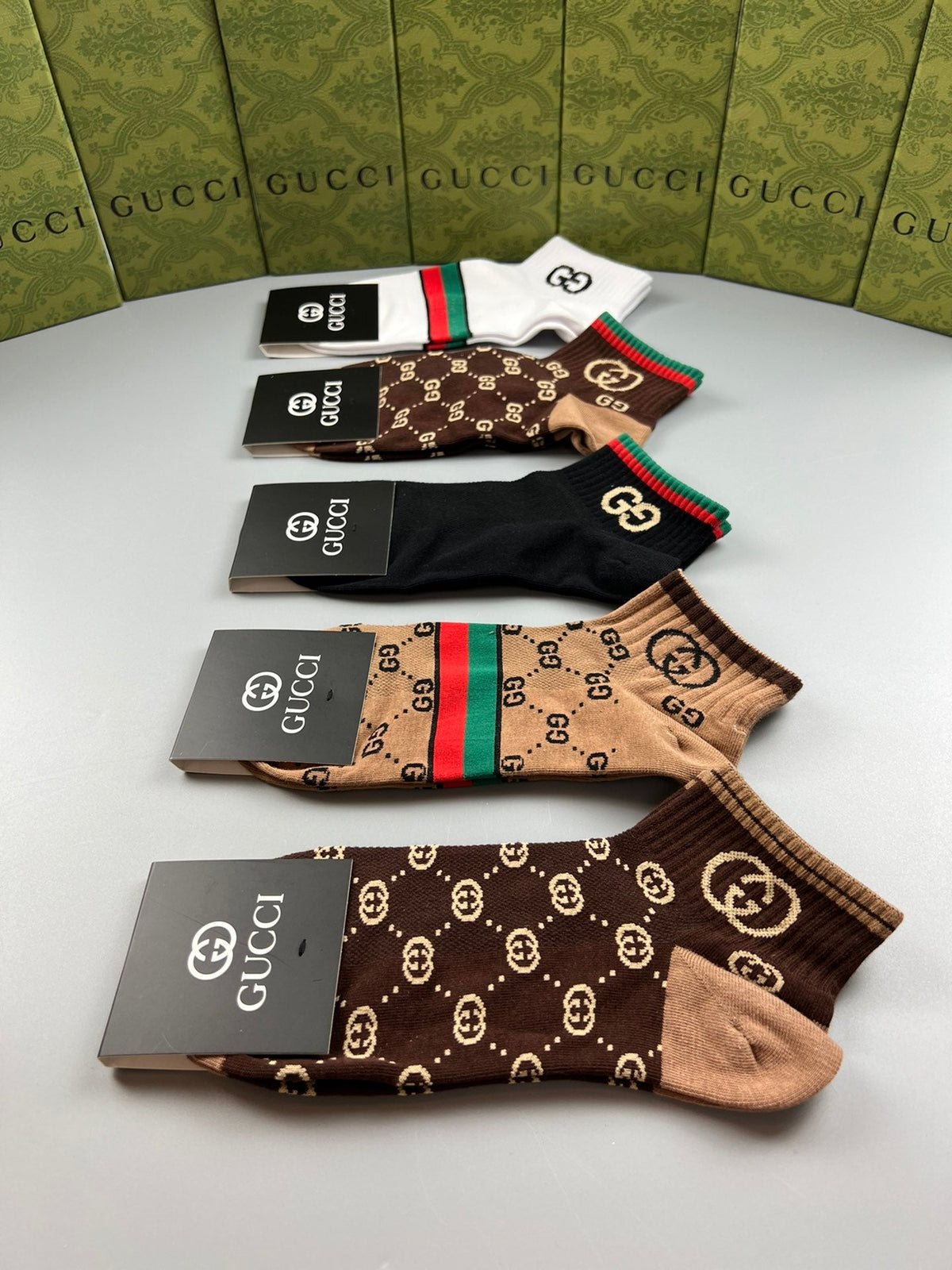 Gucci Mixed Monogram Ankle Socks - Box of 5 Pairs