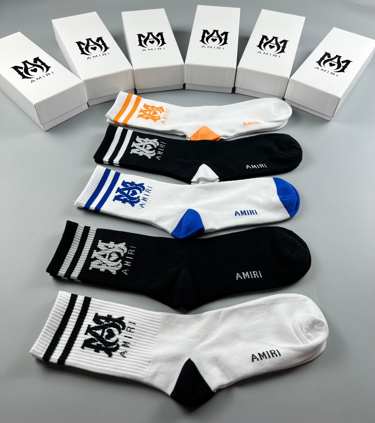 Amiri Colourful Crest-Style Graphics Crew Socks - 5-Pair Set