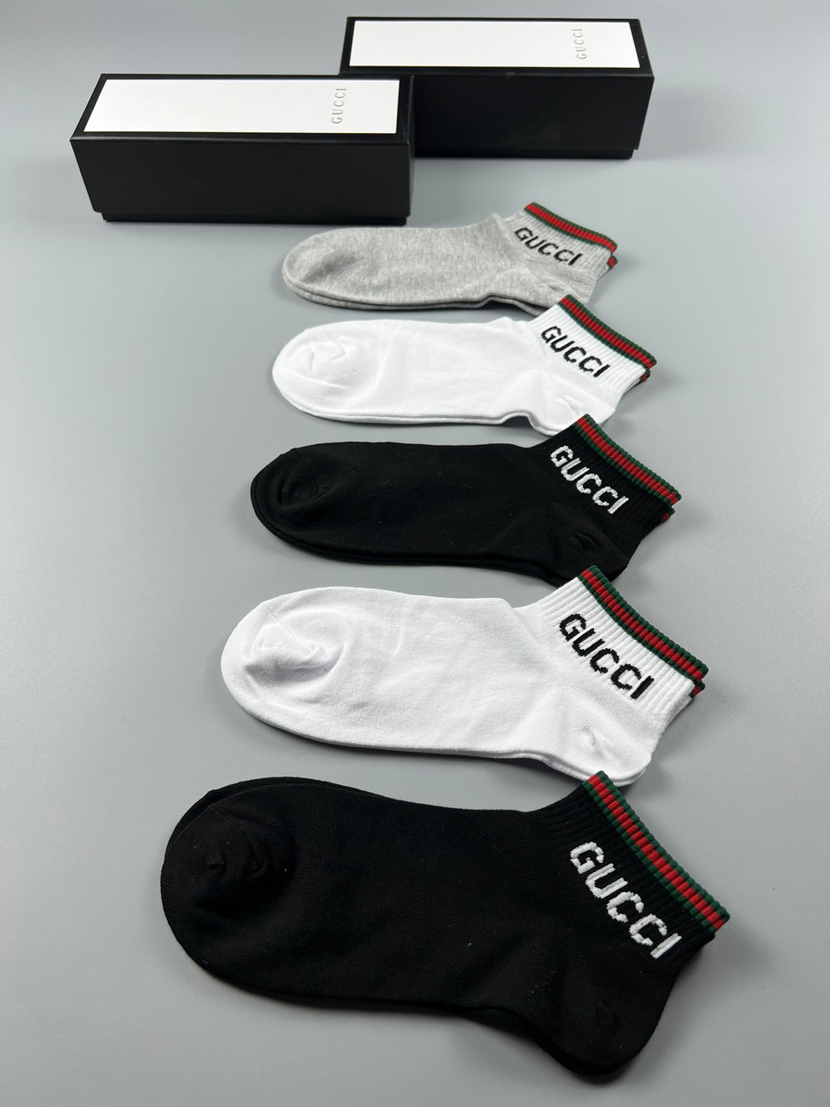 Gucci Red-And-Green Stripe No-Show Socks - 5-Pair Set