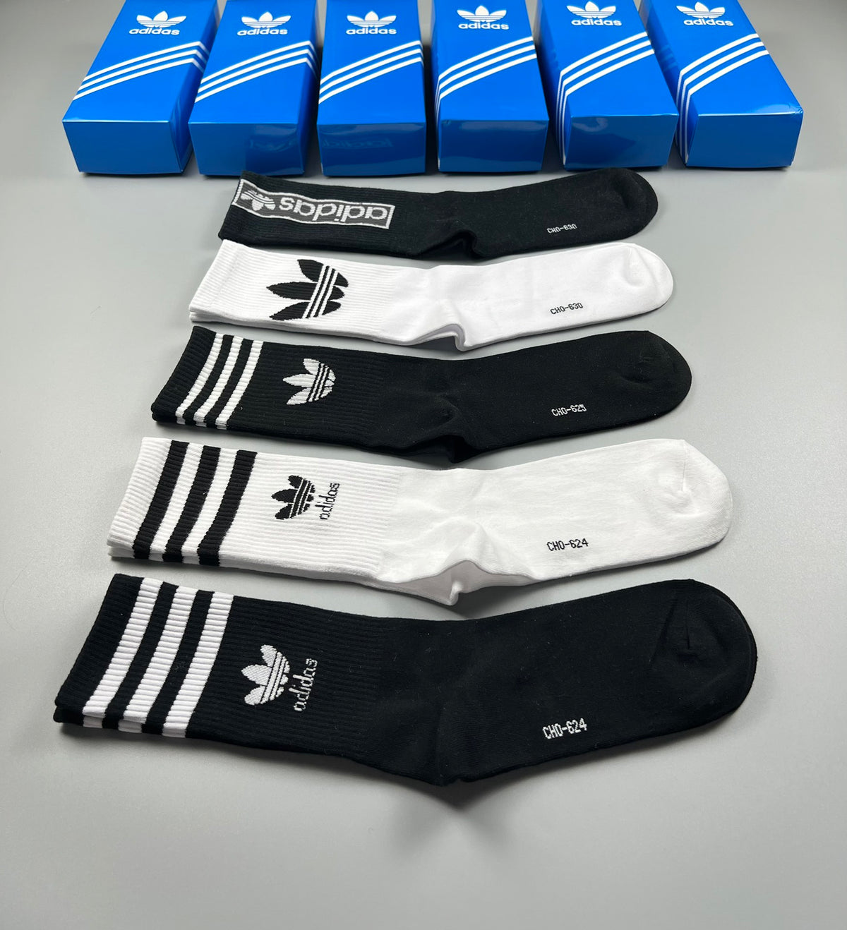 Adidas Cotton Triple-Stripe And Trefoil Ankle Socks - 5-Pair Set