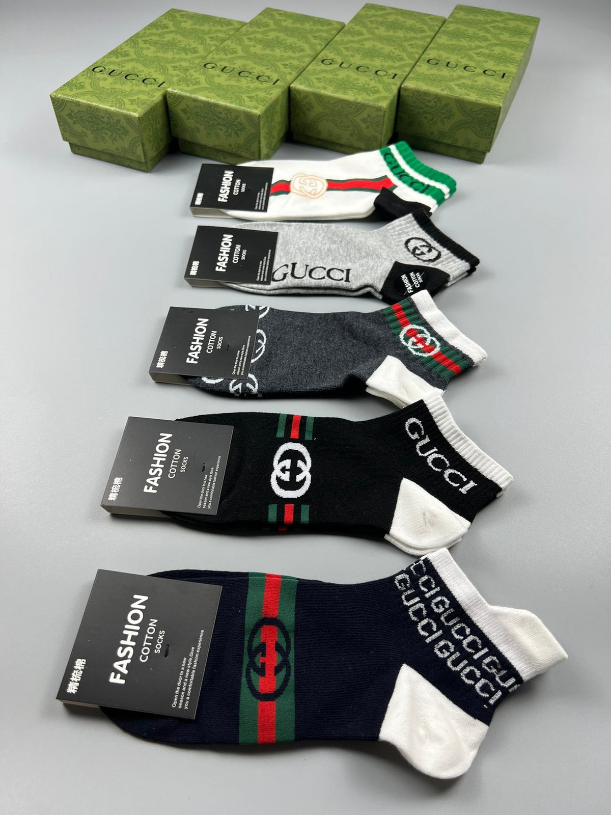 Gucci Mixed Sport Logo Ankle Socks - Box of 5 Pairs