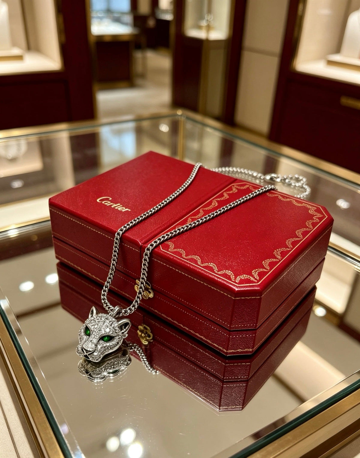 Martin Graham pendant necklace in polished metal-tone – detail view