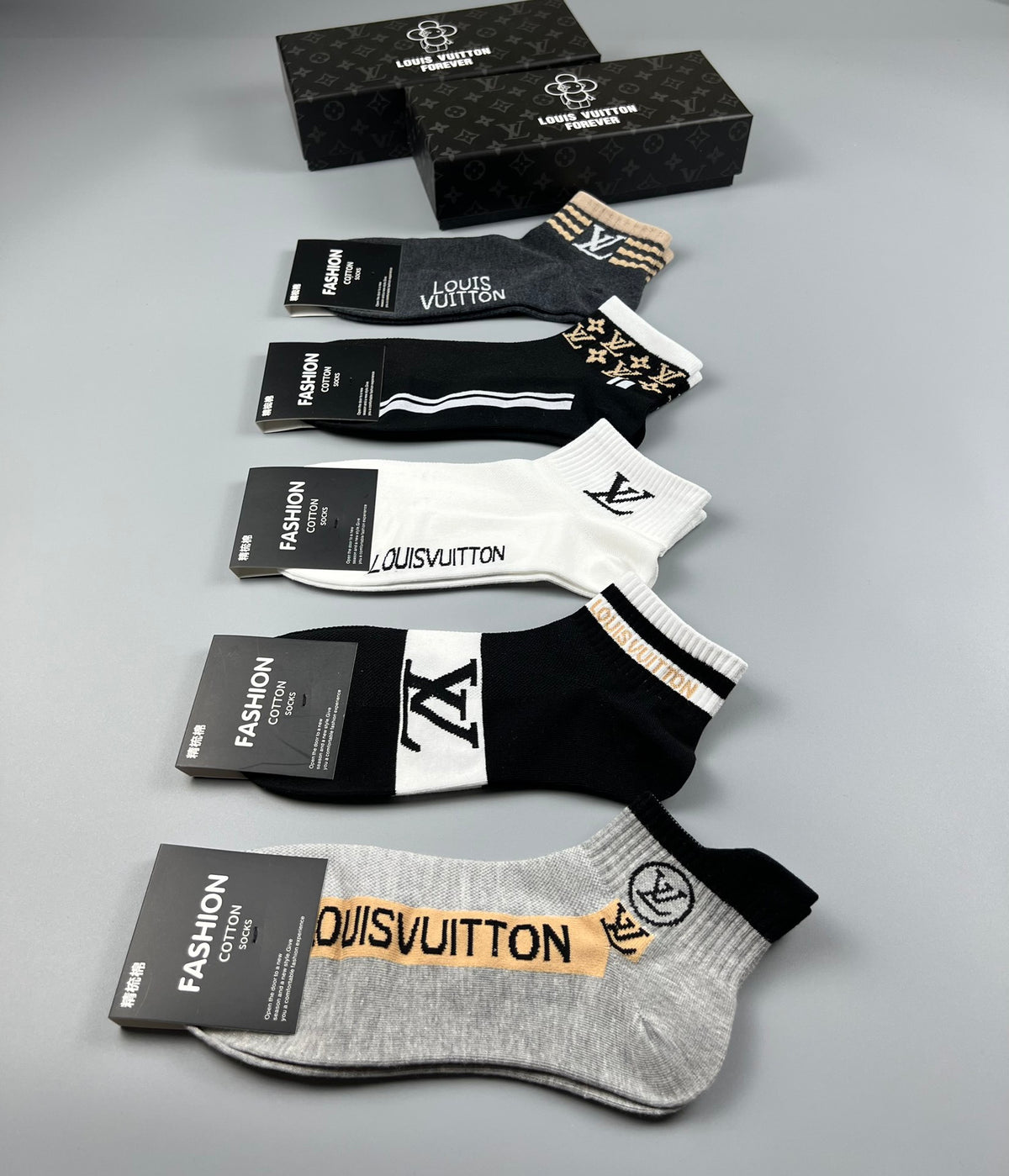 Louis Vuitton Star And Initial Ankle Socks - 5-Pair Set