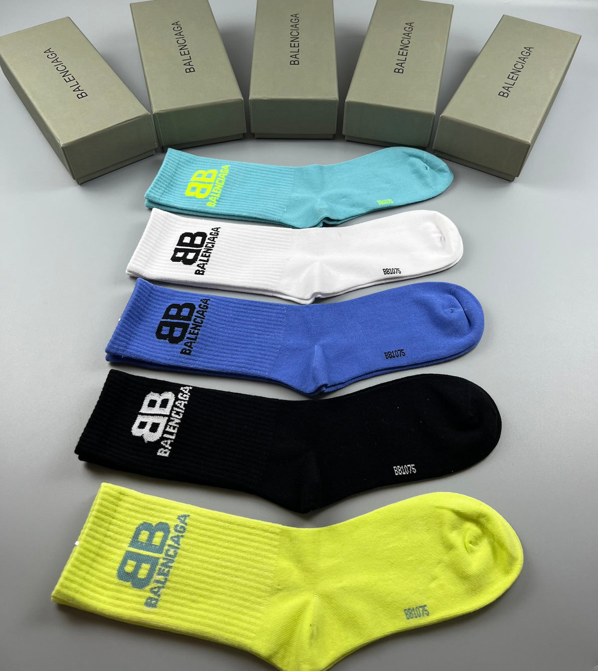 Balenciaga Contrast Bb Graphics Crew Socks - 5-Pair Set
