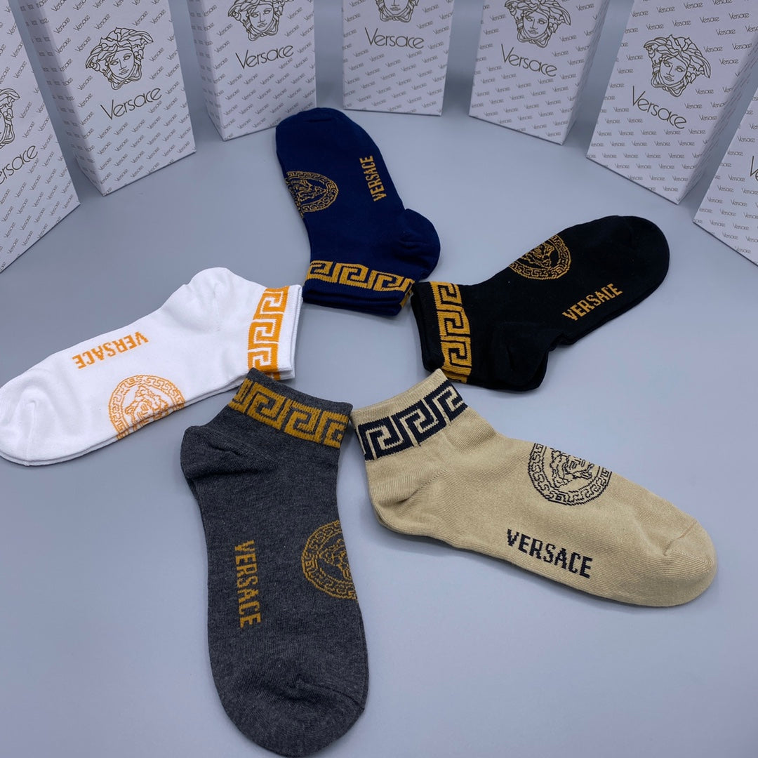 Versace Greek-Key No-Show Socks