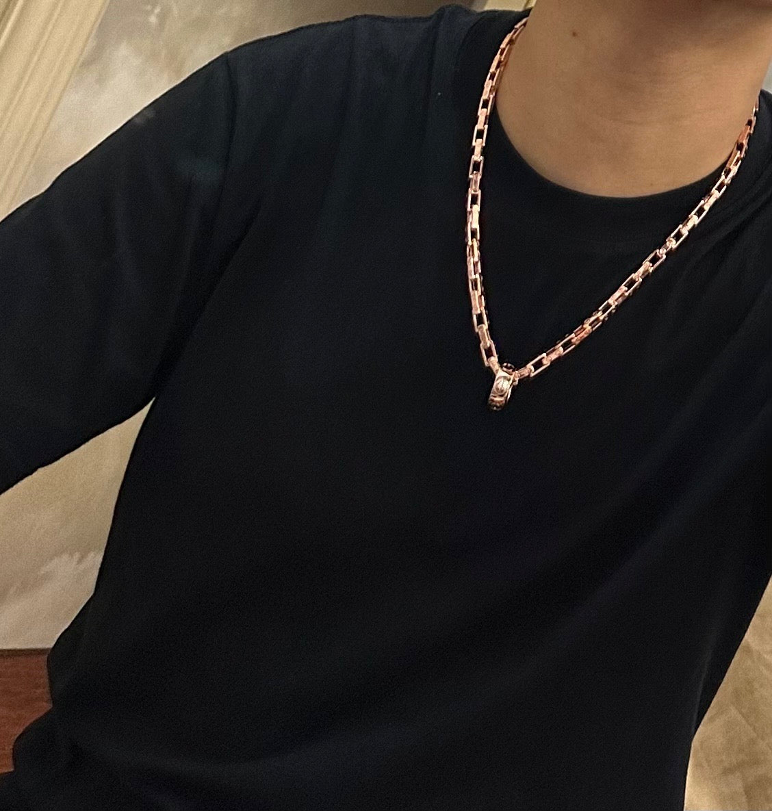 Martin Graham pendant necklace in polished metal-tone – detail view