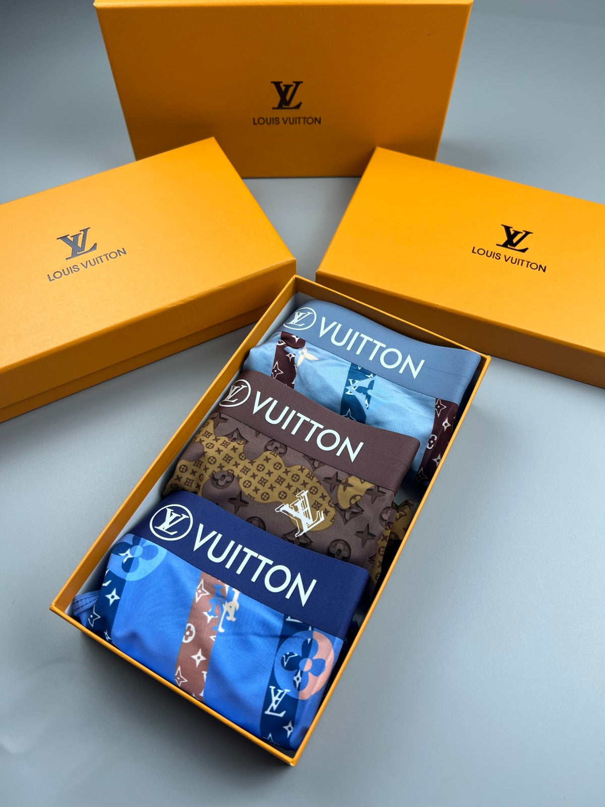 Louis Vuitton All-Over Monogram-Style Motifs Men's Boxer Briefs - 3-Piece Box