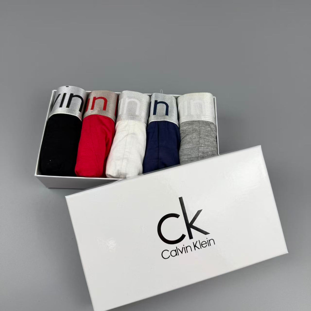 Calvin Klein Red, Grey, Black, Navy & White Cotton Men's Boxer Briefs - 3-Piece Box