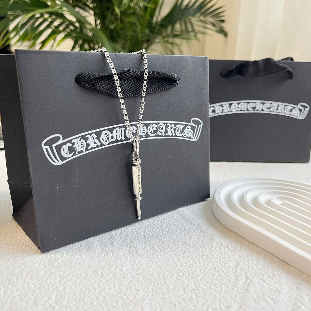 Martin Graham pendant necklace in polished metal-tone – detail view