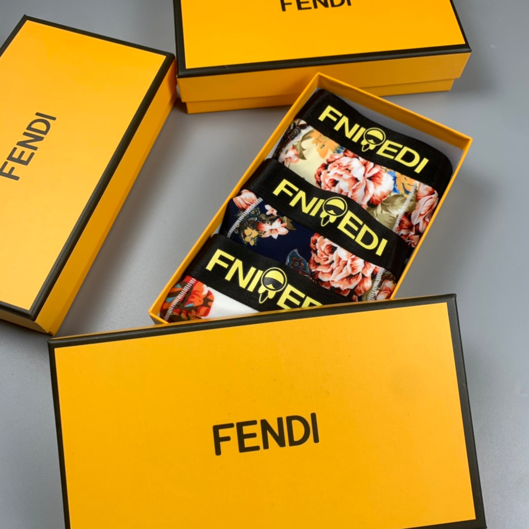 Fendi Contrast Logo Waistbands Men's Boxer Briefs - 3-Piece Box