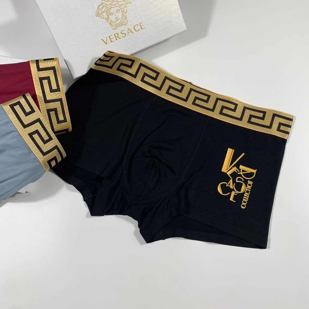 Versace Gold Graphic Men's Trunk Underwear - 3-Piece Box