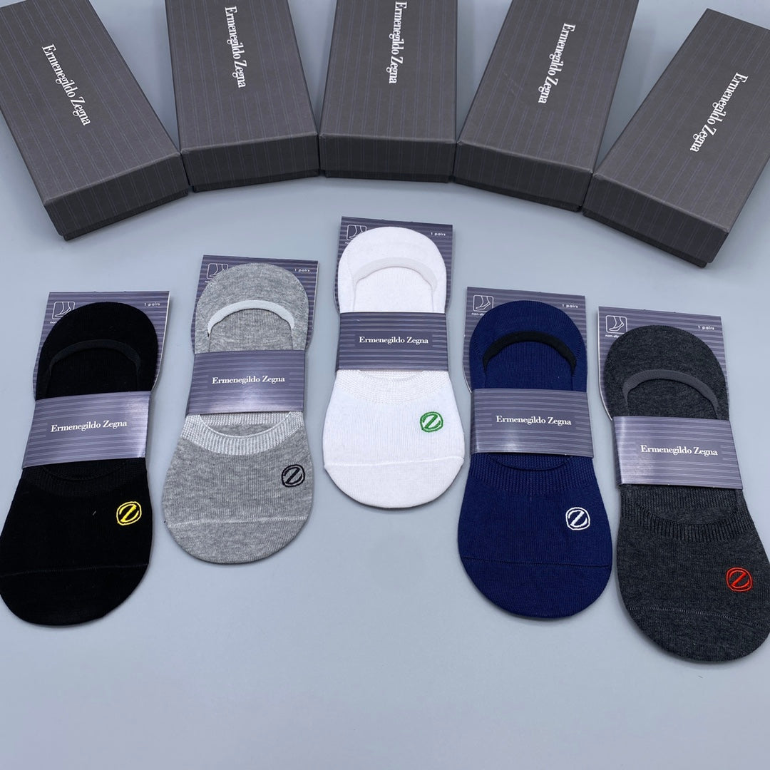 Zegna Breathable No-Show Socks – 5-Pair Pack