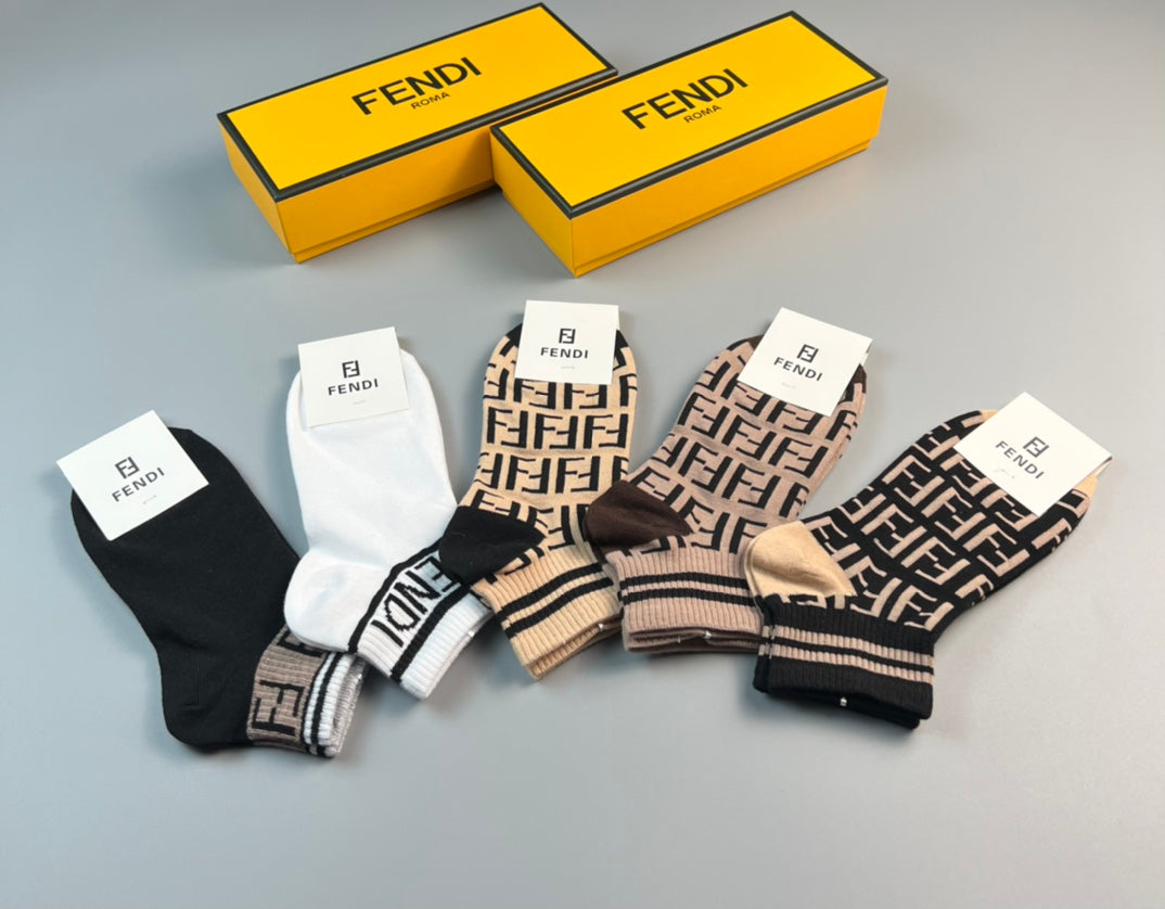 Fendi Repeating Letter Patterns Ankle Socks