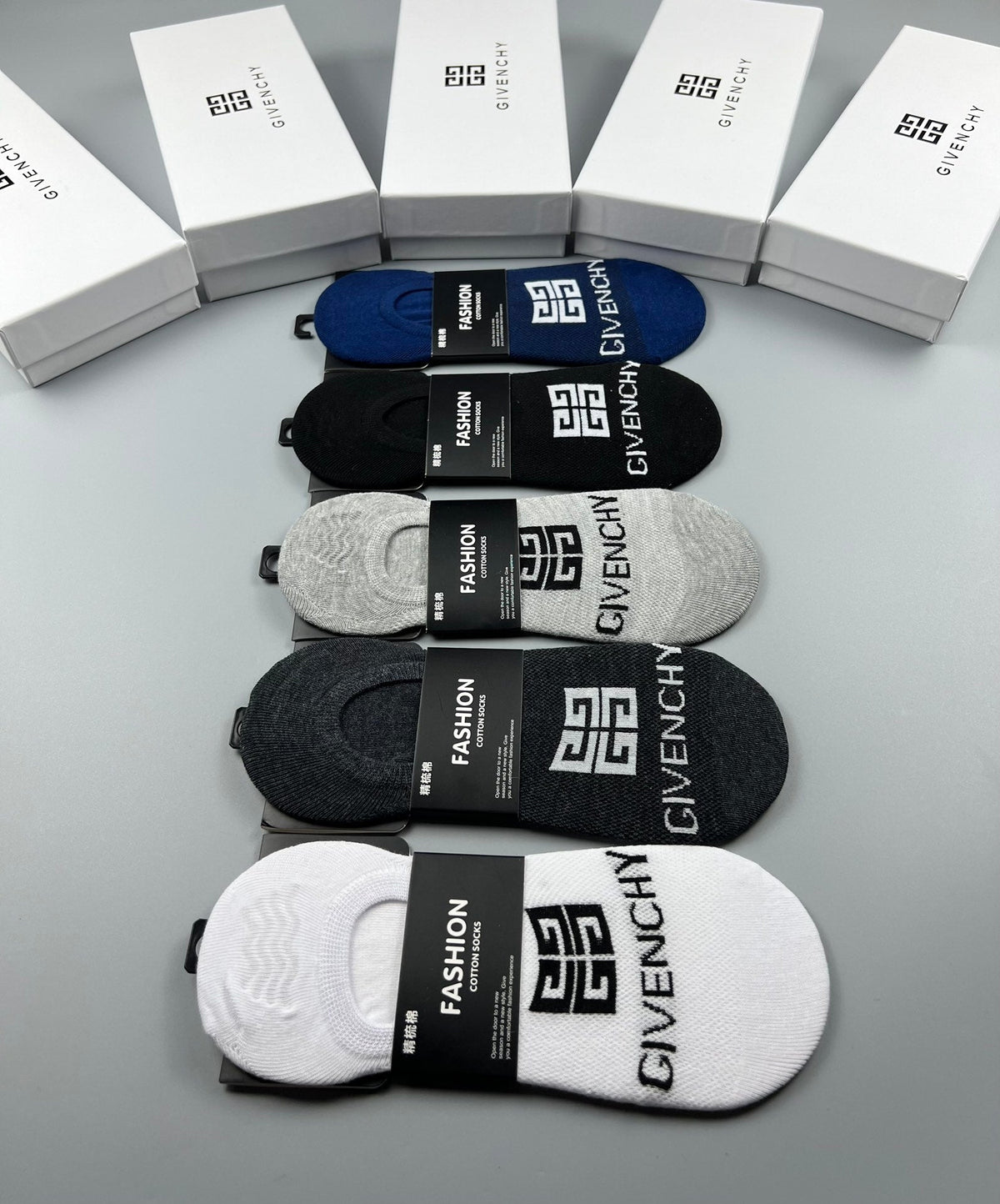 Givenchy Cotton No-Show Socks - 5-Pair Set