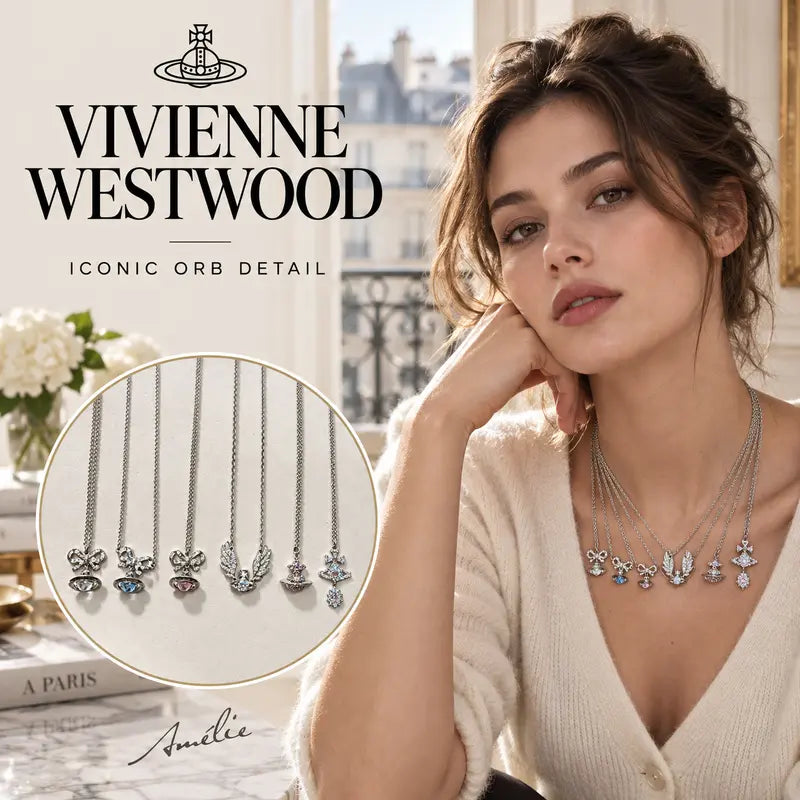 Vivienne Westwood Orb-Inspired Emblem Pendant Necklace in Polished Metal-Tone – Design 001 styled main image