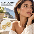 Saint Laurent Heart Statement Earrings in Polished Metal-Tone styled main image