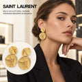 Saint Laurent Round Statement Earrings in Polished Metal-Tone styled main image