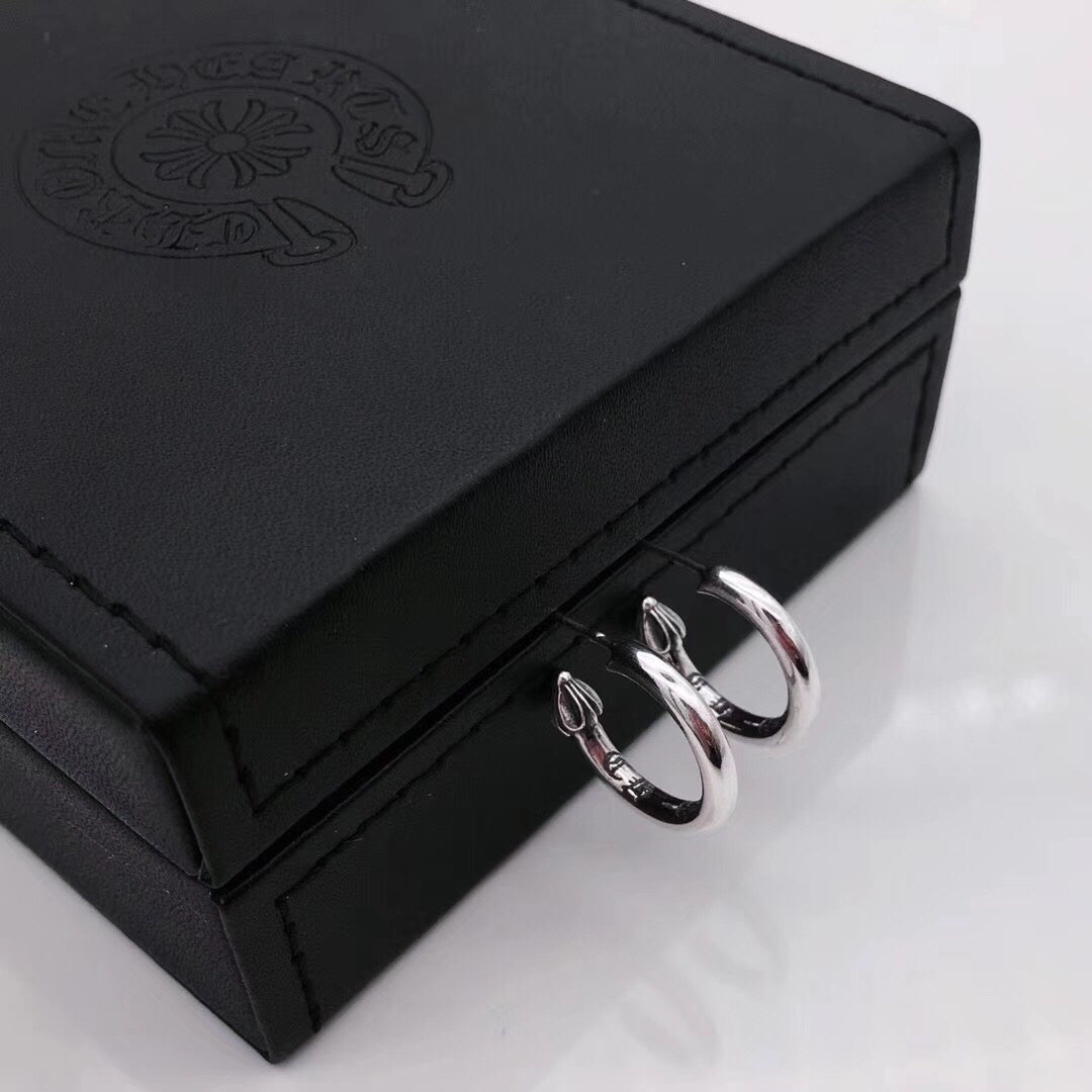 Signature Emblem Statement Earrings in Polished Metal-Tone – Design 034 front product view