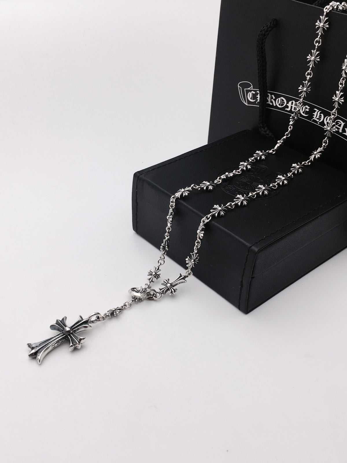 Cross Pendant Necklace in Metal-Tone – Design 07 front product view