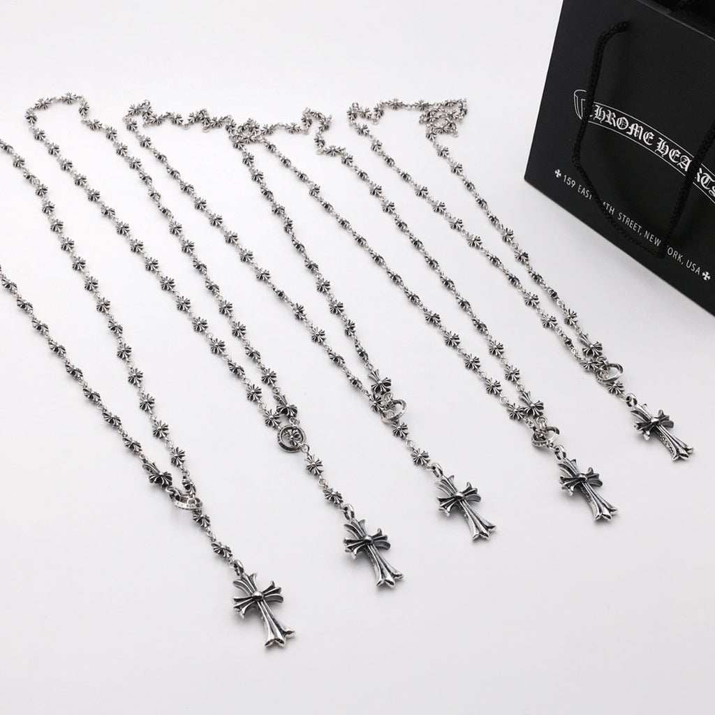 Signature Emblem Pendant Necklace in Polished Metal-Tone – Design 107 detail view