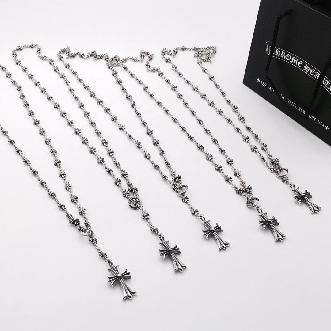 Signature Emblem Pendant Necklace in Polished Metal-Tone – Design 107 detail view