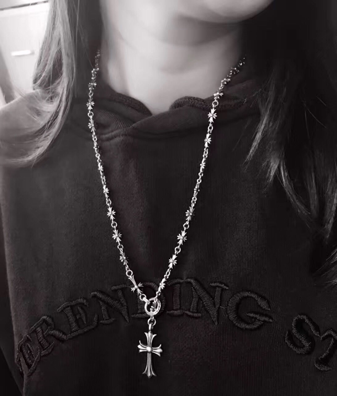 Cross Pendant Necklace in Metal-Tone – Design 07 styled product view