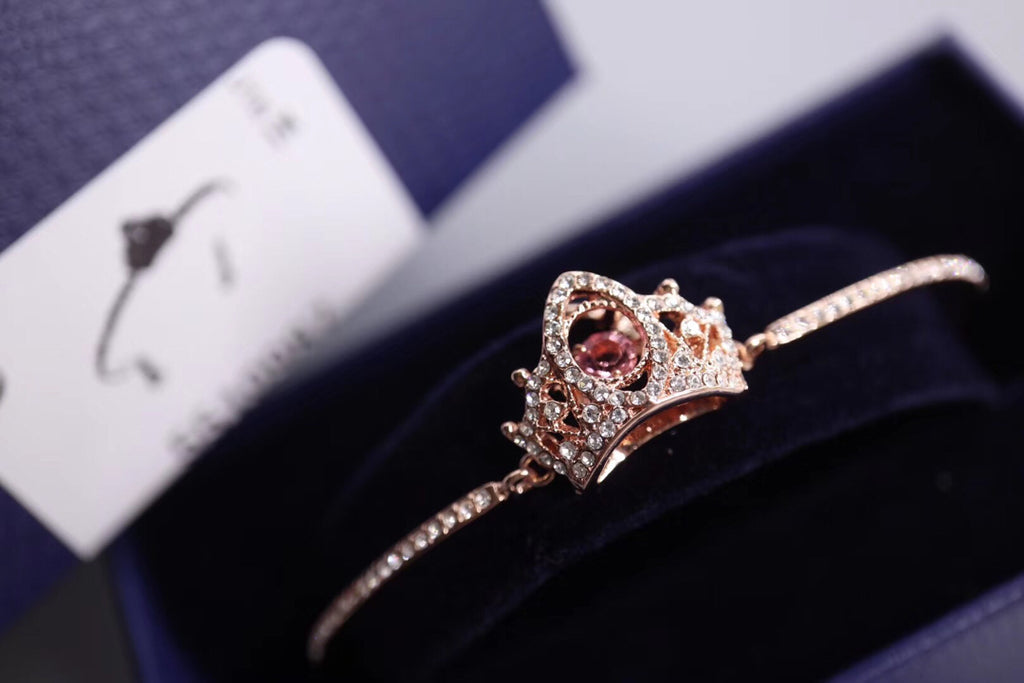 Crown Open Bangle in Polished Metal-Tone styled product view