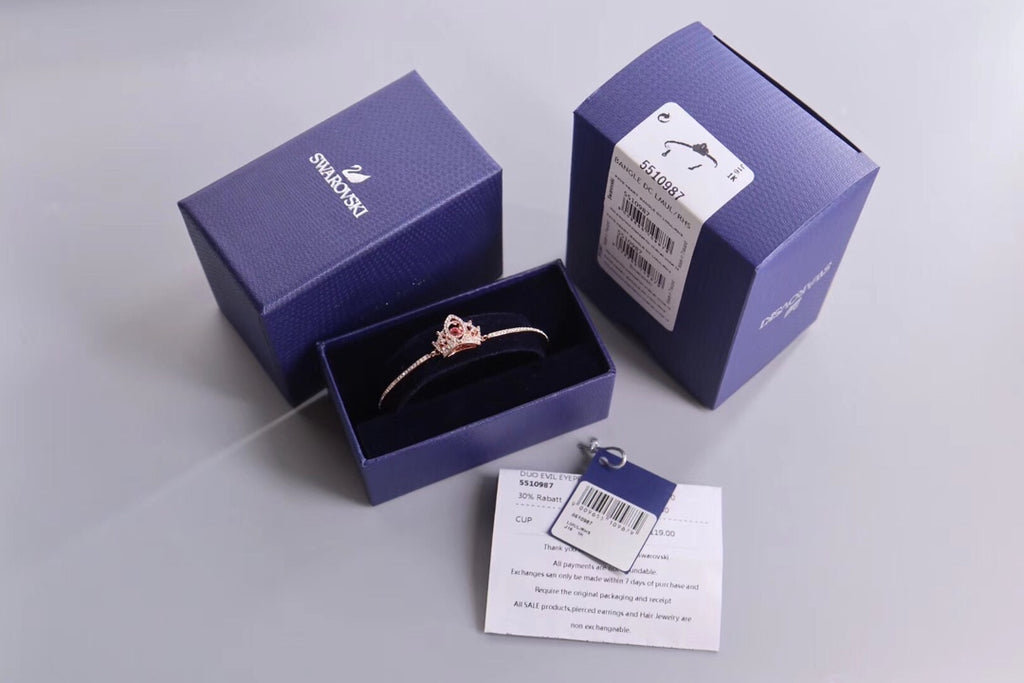 Crown Open Bangle in Polished Metal-Tone front product view