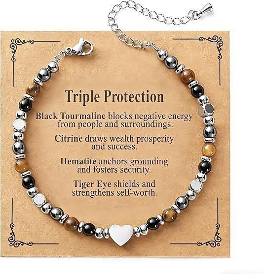 Evil Eye Fivefold Protection Bracelet | 5 Natural Crystals | Adjustable Wax Rope