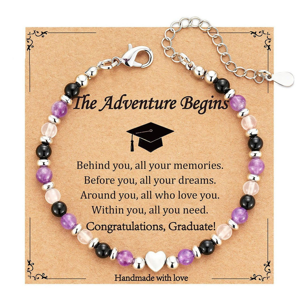 Evil Eye Fivefold Protection Bracelet | 5 Natural Crystals | Adjustable Wax Rope
