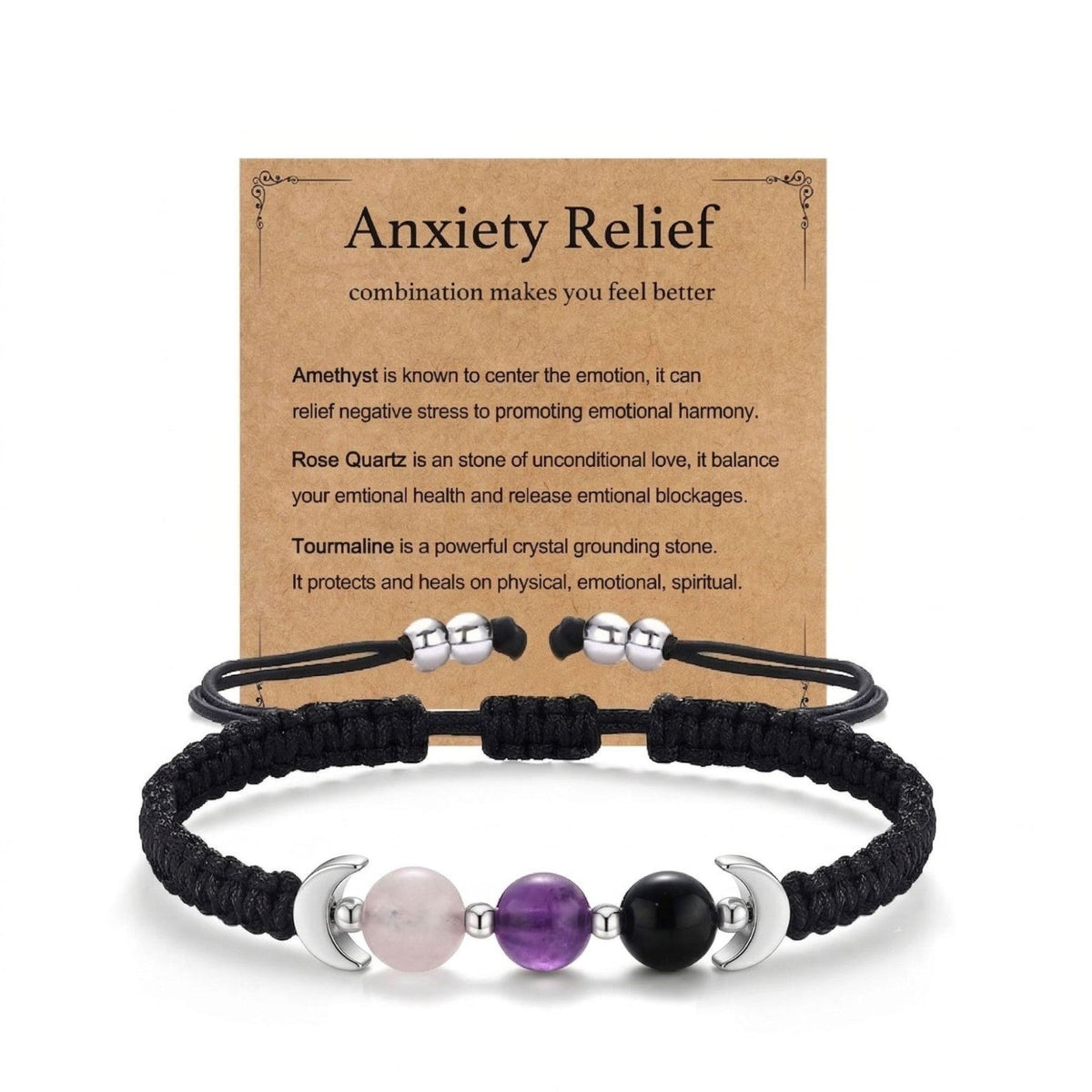 New Moon New Beginnings Bracelet | Moonstone Labradorite Black Obsidian | Crescent Moon Charm | New Chapter Gift