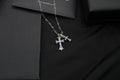 Double Cross Pendant Necklace in Antique Silver-Tone main product view